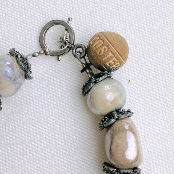 Vintage Statement Necklace - big glazed irregular beads with matching Bracelet - Picture 6 of 14